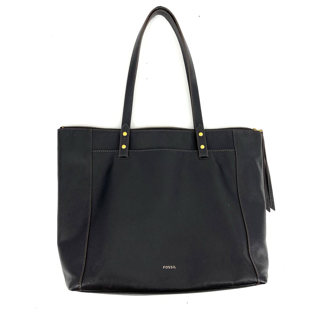 Fossil Large Black Leather Rectangular Shoulder B… - image 1